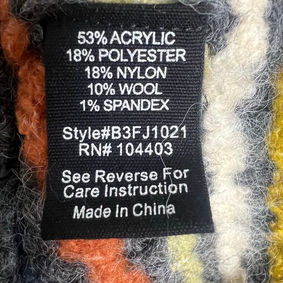 BLU PEPPER Diamond Print Button Front Cardigan Wool Blend Multicolor Womens Sz L - Picture 7 of 8